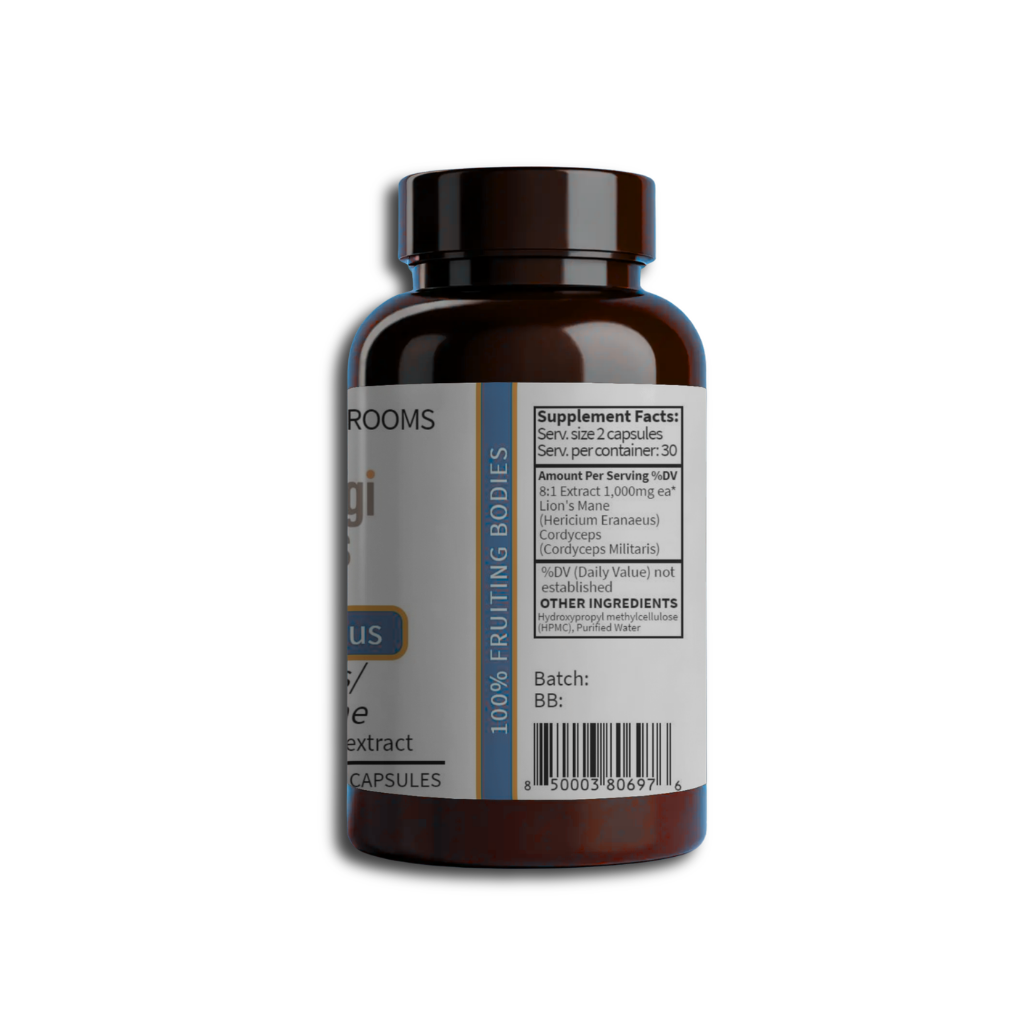 Energy & Focus Mushroom Blend | Natural Energy, Focus & Mental Clarity | 60ct Capsules