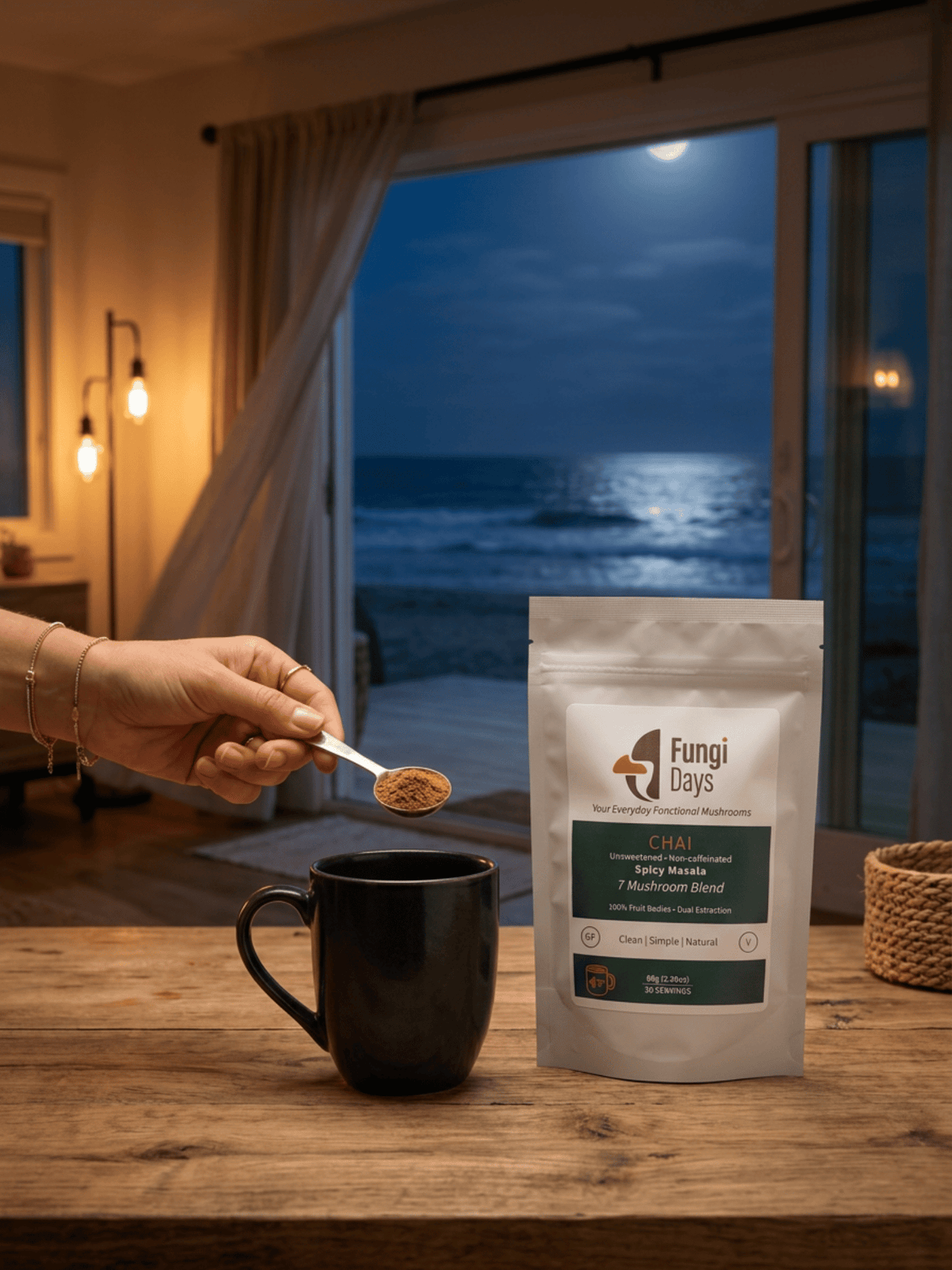Unsweetened Vegan Chai with 7 Functional Mushrooms | Traditional Spiced Wellness Blend