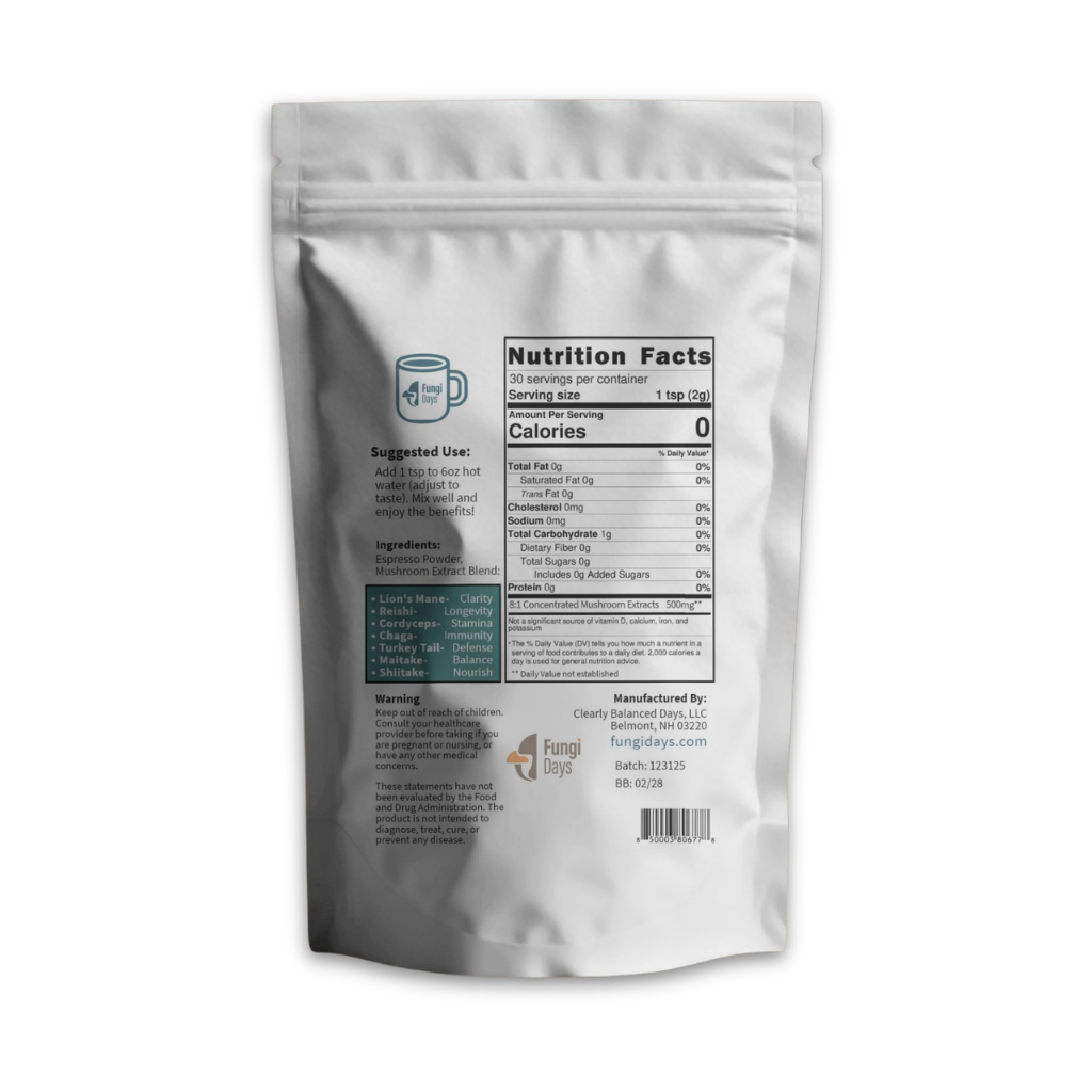 Instant Coffee with 7 Functional Mushrooms | Smooth Energy Wellness Blend