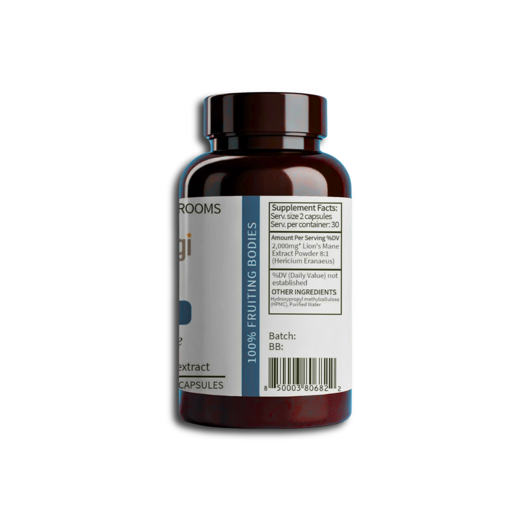 Lion's Mane Mushroom Extract for Focus & Mental Clarity | 60ct Capsules